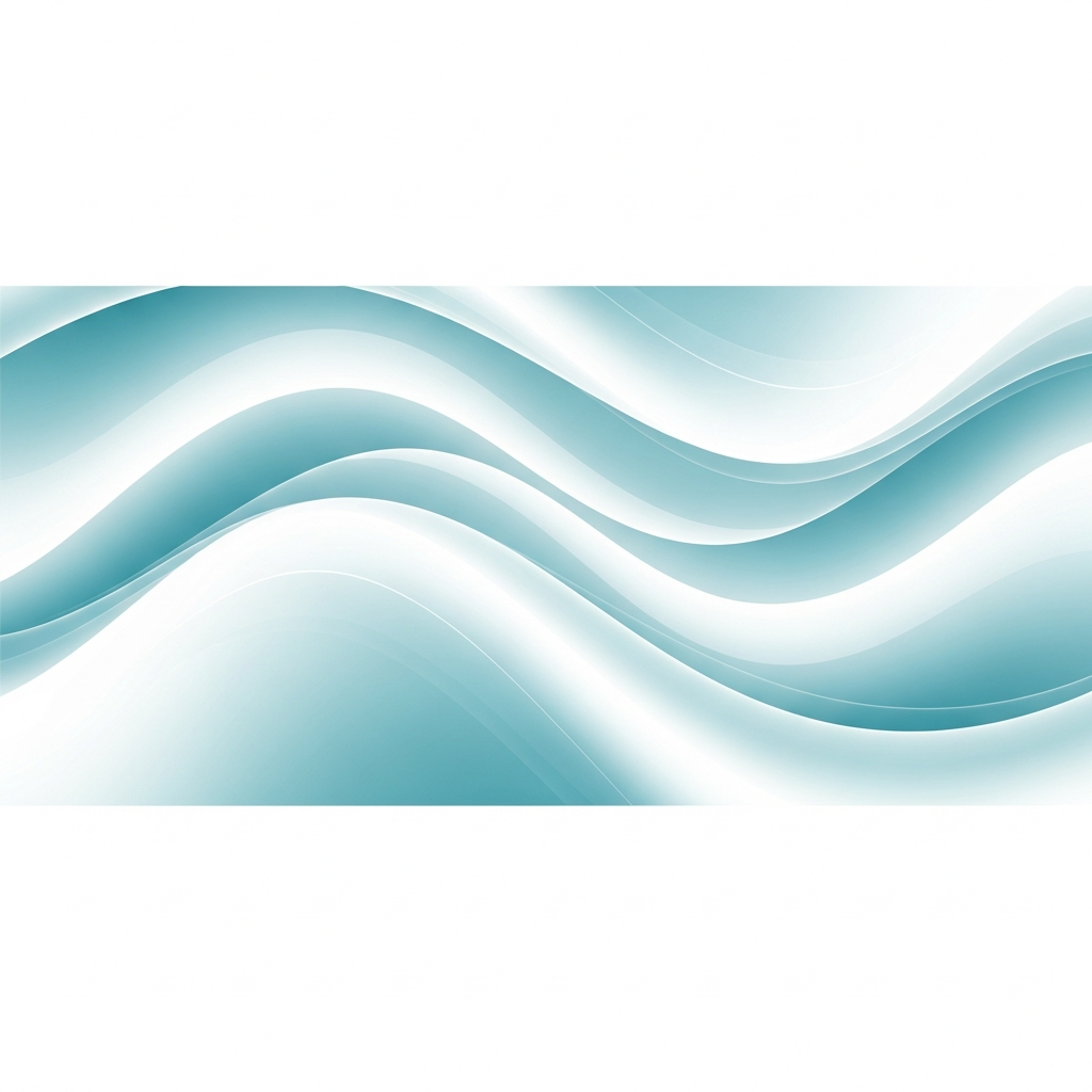 minimal cyan and white abstract wave pattern, soft light, wide format, no text