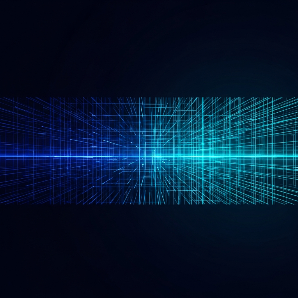 abstract navy blue and cyan data grid lines, futuristic minimal pattern, dark background, wide format, no text